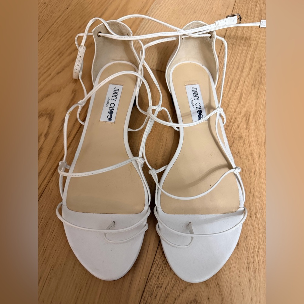 New Jimmy Choo 40.5 White Strappy Flat Sandals - Picture 6 of 6
